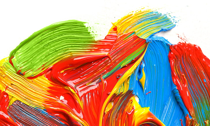 abstract painting, strokes, multi-colored, white background, multi Colored, HD wallpaper