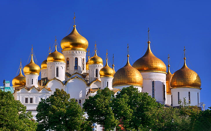 Golden Cupolas Of Moscow Kremlin Domes Of Russian Orthodox Churches    2014, HD wallpaper