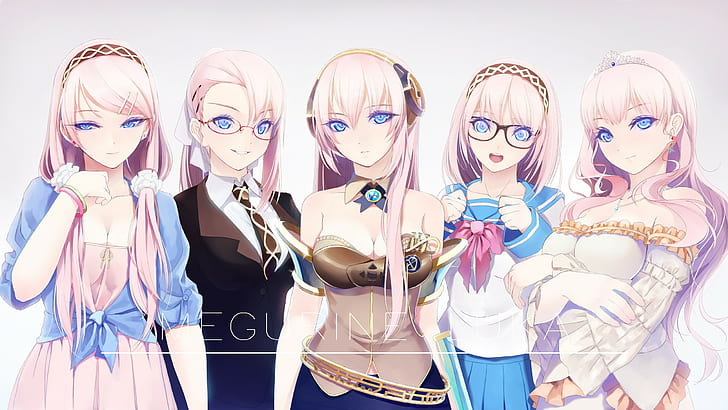 Anime Girls, blue eyes, Glasses, headband, headphones, Megurine Luka, HD wallpaper