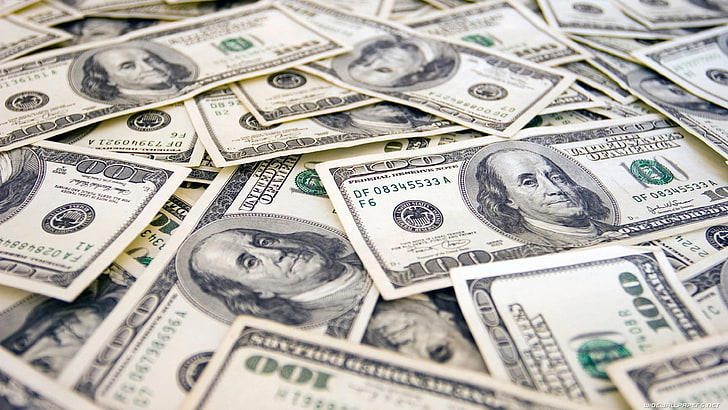 100 US dollar banknote lot, money, cash, bills, wealth, currency