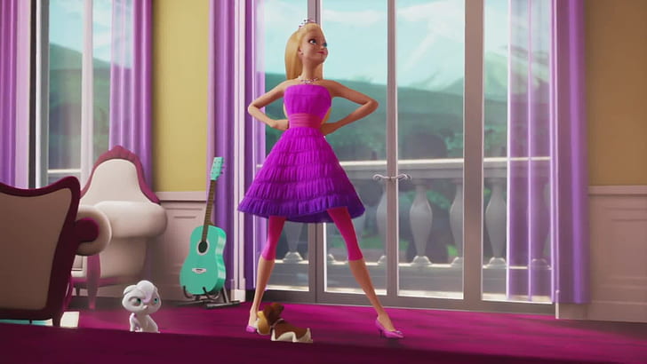 barbie in princess power, fashion, one person, full length