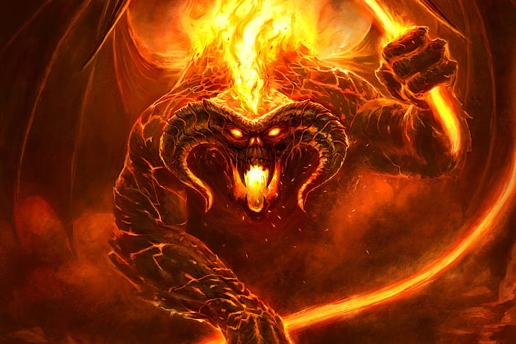 The Lord of the Rings, Balrog, Demon, Horns, HD wallpaper