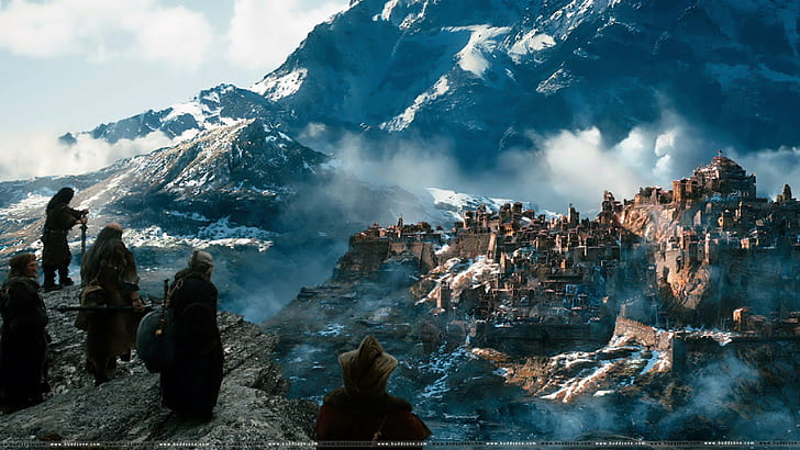 city, Desolation, fantasy, film, hobbit, lord, lotr, mountain, HD wallpaper