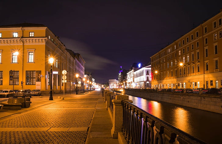 St. Petersburg, Griboyedov Canal, white concrete building, Russia, HD wallpaper