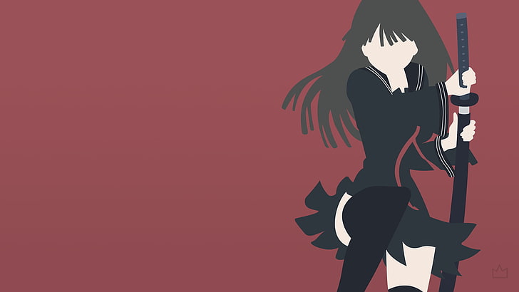 katana, anime girls, thigh-highs, school uniform, Black Bullet, HD wallpaper