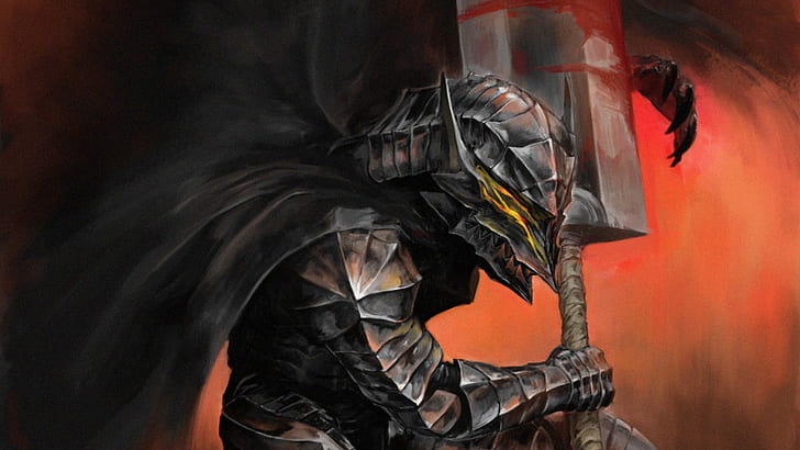 armor, black, Kentaro Miura, Berserk, dark fantasy, fantasy art, HD wallpaper