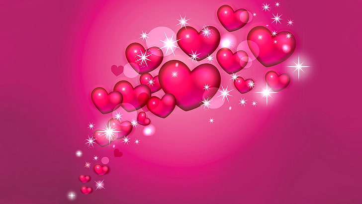 2732x1536px | free download | HD wallpaper: fantasy, heart, love, Pink,  rose, stars, pink color, pink background | Wallpaper Flare