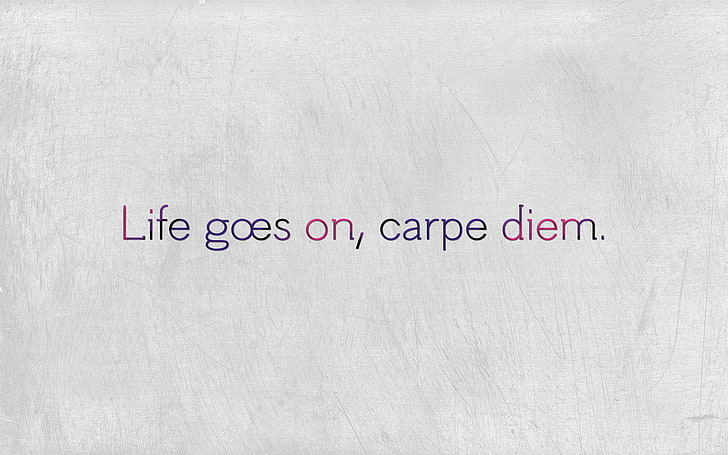 HD wallpaper: life goes on, carpe diem text overlay, white, texture,  typography | Wallpaper Flare