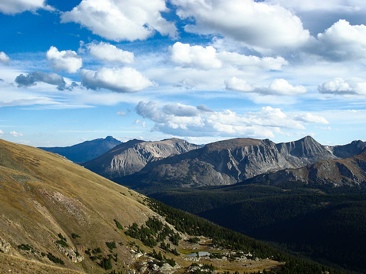 rocky mountains during daytime, clouds, nature, landscape, scenics, HD wallpaper