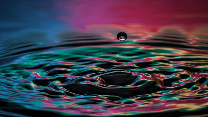drop, water, colors, nature, close up, macro photography, droplet, HD wallpaper