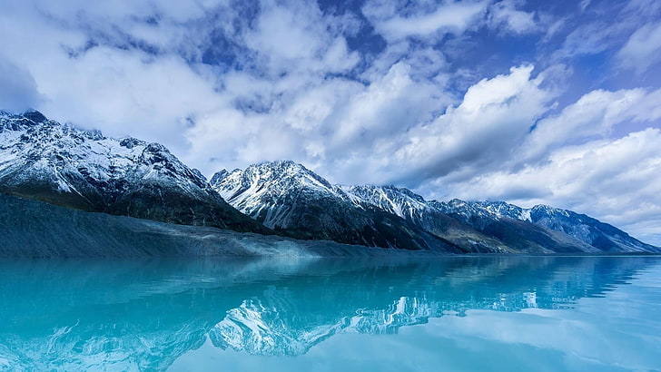 new zealand, lake, sky, glacial lake, mount cook, mountain, HD wallpaper