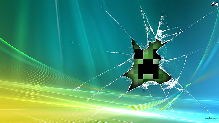 wallpaper illustration, broken glass, Minecraft, video games, HD wallpaper