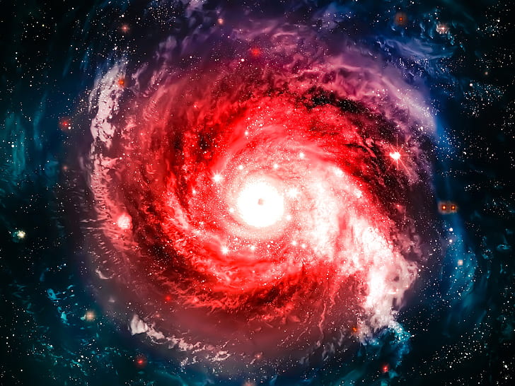 Red nebula, galaxy, universe, sky, stars, HD wallpaper