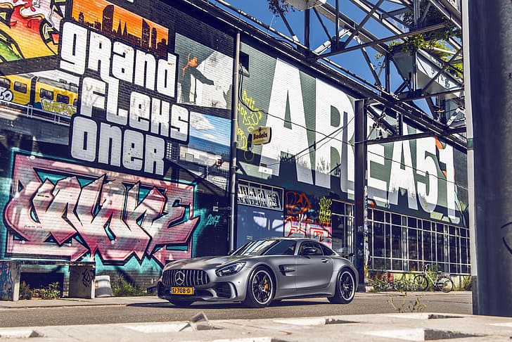 GTR, Mercedes, AMG, Graffiti, HD wallpaper