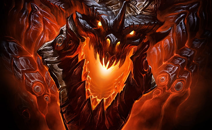 World Of Warcraft Cataclysm, fire dragon poster, Games, deathwing, HD wallpaper