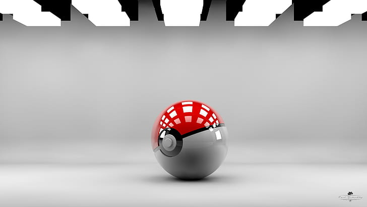 red and white poke ball, Pokémon, Pokemon Crystal, sphere, illustration
