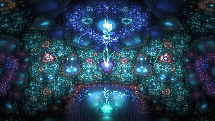 fractal art, special effects, symmetry, psychedelic art, artwork, HD wallpaper