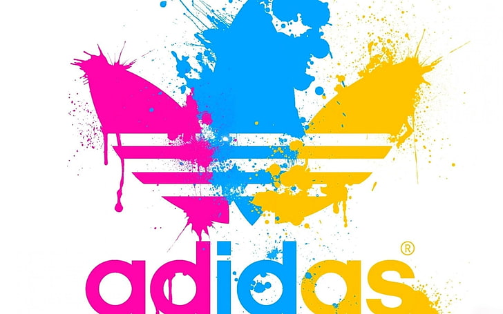 Insatisfactorio Residuos posición HD wallpaper: Adidas logo, paint splatter, CMYK, multi colored, abstract,  art and craft | Wallpaper Flare