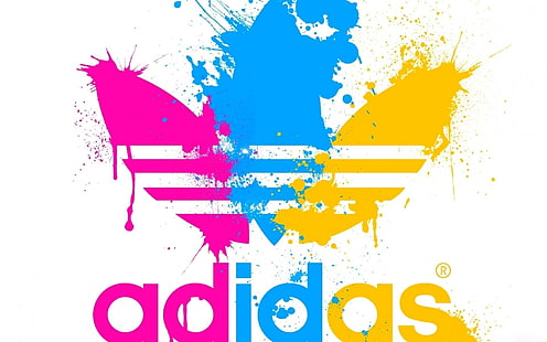 Honesto Capilla rojo HD wallpaper: Adidas logo, paint splatter, CMYK, multi colored, abstract,  art and craft | Wallpaper Flare