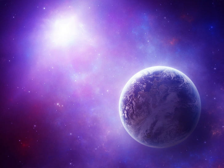 space, space art, purple, planet