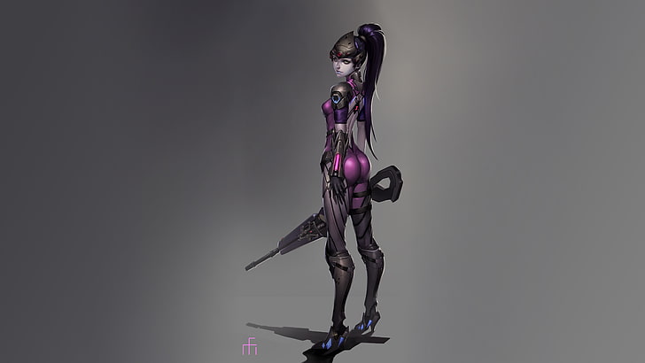 black haired woman illustration, Widowmaker (Overwatch), video games