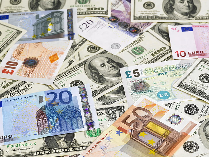 money, paper, currency, euros, dollars, HD wallpaper