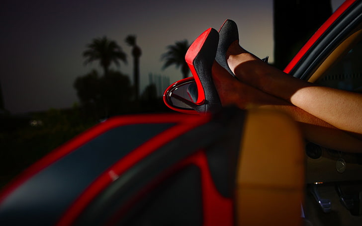 HD wallpaper: pair of women's black heels shoes, model, legs, high heels,  stiletto | Wallpaper Flare