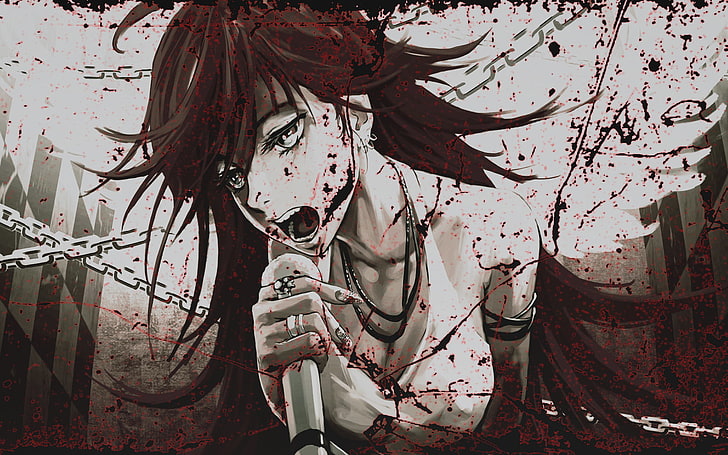 black-haired female anime character illustration, anime girls