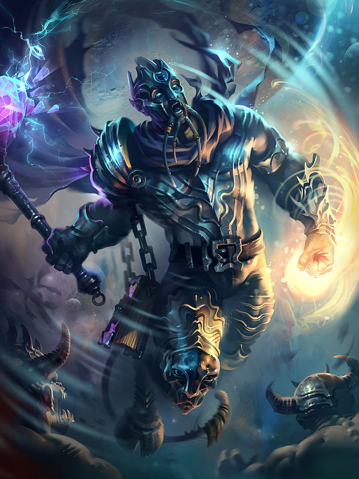man holding mace illustration, World of Warcraft: Warlords of Draenor, HD wallpaper