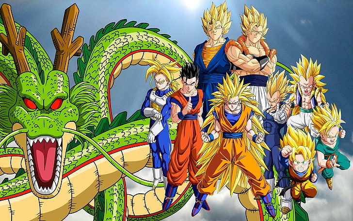 Dragon Ball, Gogeta, Gotenks, Shenron, Super Saiyan, Super Saiyan 3, HD wallpaper