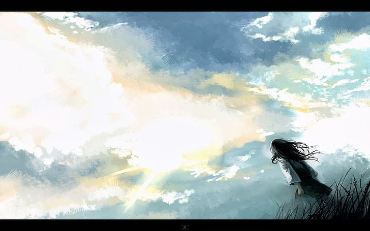 fantasy art, anime girls, sky, cloud - sky, auto post production filter