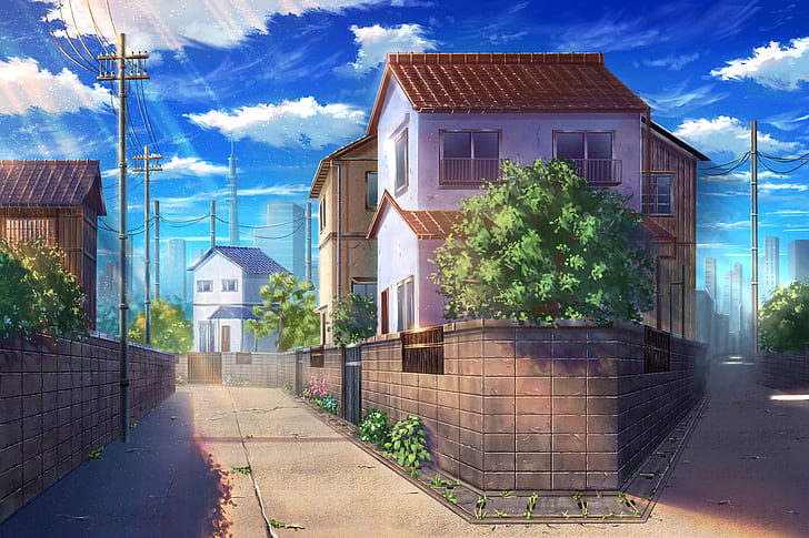 HD wallpaper: Anime, Original, City, House, Street | Wallpaper Flare