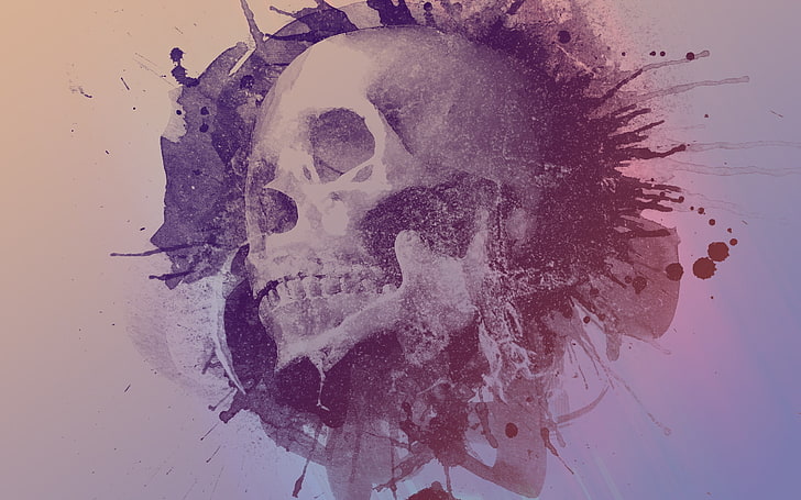 skull, abstract, artwork, indoors, studio shot, close-up, one person