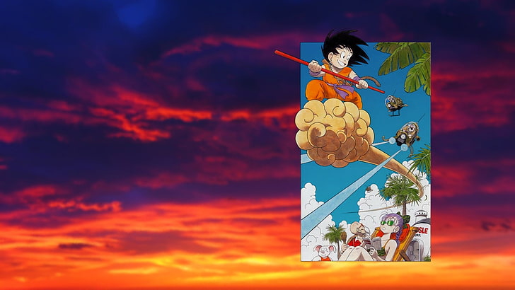 Dragon Ball Z, Son Goku, cloud - sky, nature, sunset, outdoors, HD wallpaper