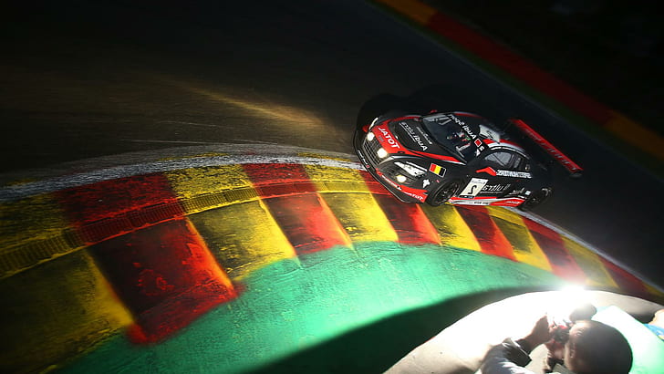 Audi Night Race, red and black sports car, cars, HD wallpaper