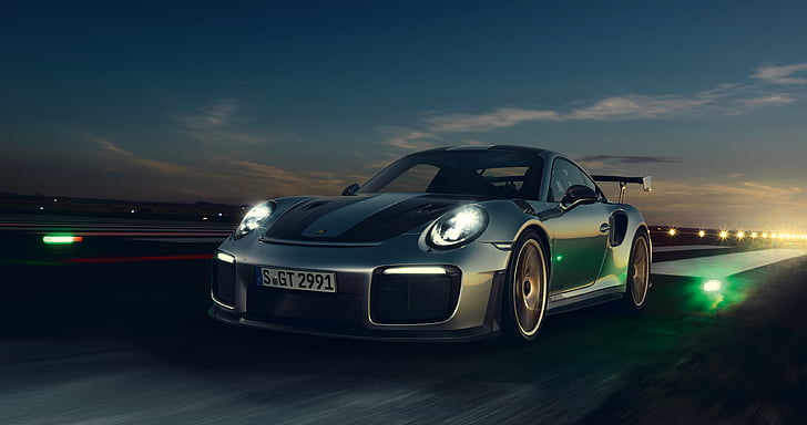 gray -luxury car, Porsche 911 GT2 RS, 4K