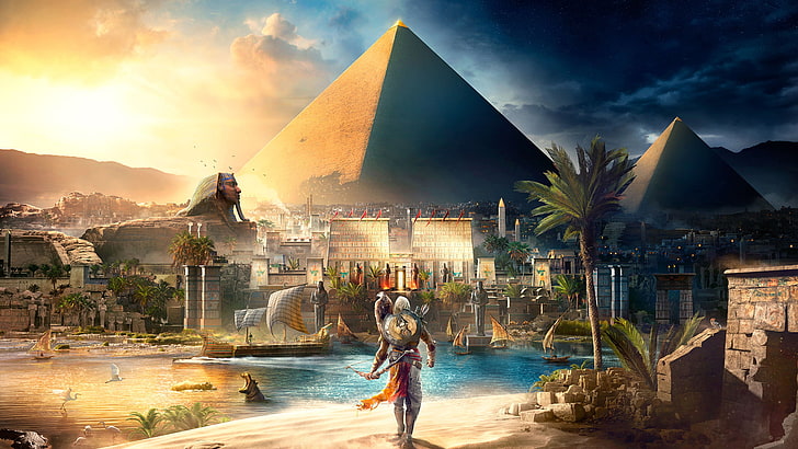 HD wallpaper: Assasin's Creed, Assassin's Creed, Egypt, Pyramids of Giza,  Bayek | Wallpaper Flare