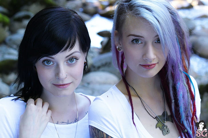 women, piercing, Stormyent Suicide, tattoo, Ceres Suicide, looking at viewer, HD wallpaper