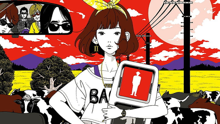 HD wallpaper: yusukue nakamura, pop art, anime girls, cow, anime boys,  painting | Wallpaper Flare