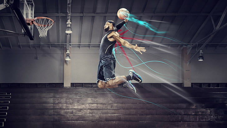 Basketball, Jumping, lebron james, HD wallpaper