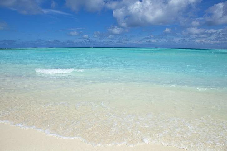 Clear Aqua Blue Waters, tropical, islands, white, tahiti, beach, HD wallpaper