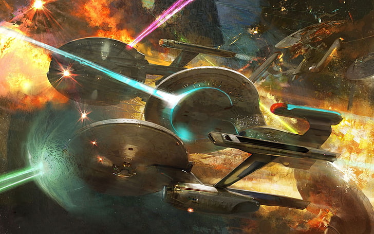 Star Trek spaceship illustration, science fiction, video games
