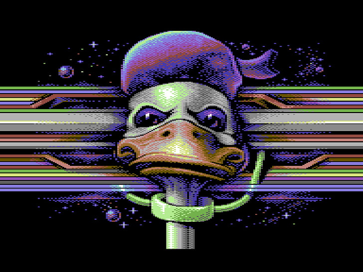duck illustration, Commodore 64, Donald Duck, pixels, representation