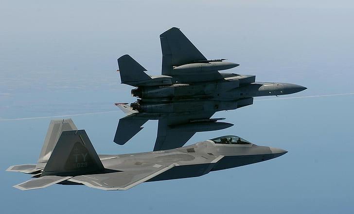 F15 Eagle, F22-Raptor, aircraft, military aircraft, vehicle, HD wallpaper