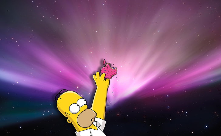 Homer Loves Donuts, Bart Simpson holding apple logo wallpaper, HD wallpaper