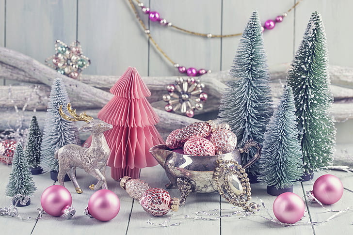 decoration, balls, tree, New Year, Christmas, gifts, happy, HD wallpaper