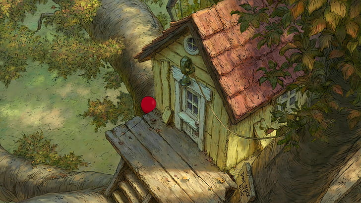 HD wallpaper: Winnie the Pooh Tree House Balloon Drawing HD, cartoon/comic  | Wallpaper Flare