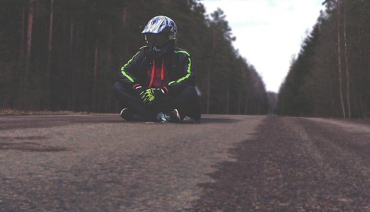 isolation, road, motorcyclist, real people, one person, lifestyles