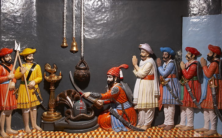 HD wallpaper: Shivaji Maharaj, seven men ceramic figurines, statue,  religion | Wallpaper Flare