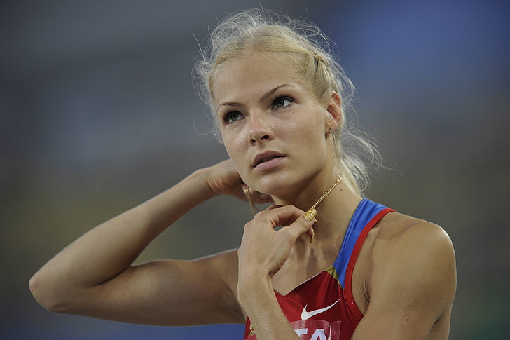 Darya Klishina, women, blonde, athletes, blond hair, portrait
